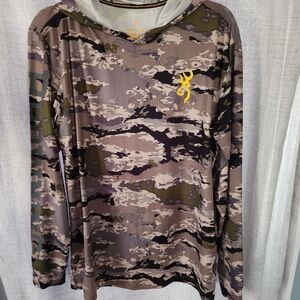 Browning Long-Sleeve Camo Performance Hoodie - Brown, Olive, Gray